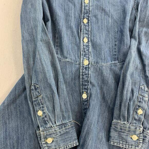 Polo Ralph Lauren Girls Dress 12 Denim Shirt Button Up Flare Pockets Belt jean - Picture 2 of 8